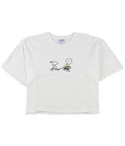 Junk Food Womens Snoopy Skateboard Cropped Graphic T-Shirt