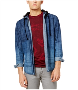 American Rag Mens Distressed Sketch-Plaid Button Up Shirt