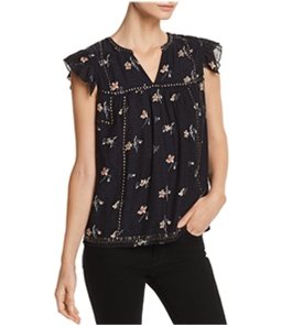 Joie Womens Embellished Floral Baby Doll Blouse