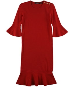 Ralph Lauren Womens Solid Ruffled Dress