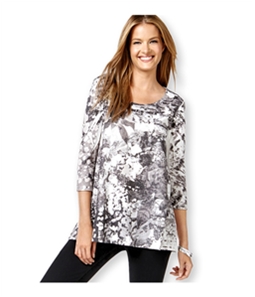 Style & Co. Womens Sublimation 3/4 Slv Graphic T-Shirt