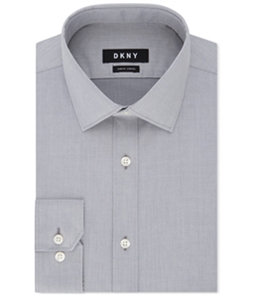DKNY Mens Gray Solid Button Up Dress Shirt