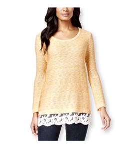 Style & Co. Womens Lace-Hem Marled Pullover Sweater