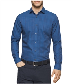 Calvin Klein Mens Shadow Plaid Button Up Shirt
