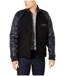 Calvin Klein Mens Leather Sleeve Varsity Jacket