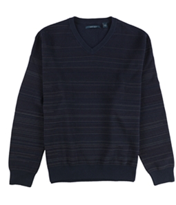 Perry Ellis Mens Striped V Neck Pullover Sweater