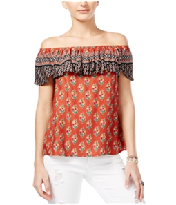 American Rag Womens Printed Off-The-Shoulder Pullover Blouse