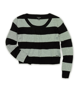 Ecko Unltd. Womens Metallic Stripe Open Neck Knit Sweater