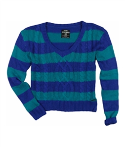 Ecko Unltd. Womens Open Neck Stripe Metallic Cable Cardigan Sweater