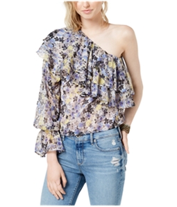 Lucky Brand Womens Floral One Shoulder Blouse