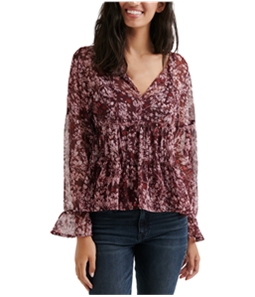 Lucky Brand Womens Floral Peasant Blouse