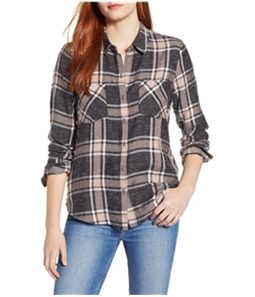 Lucky Brand Womens Plaid Button Down Blouse