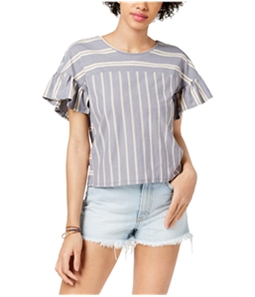 Lucky Brand Womens Striped Ruffled Blouse