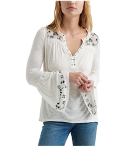 Lucky Brand Womens Embroidered Pullover Blouse
