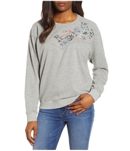 Lucky Brand Womens Floral Appliqued Sweatshirt