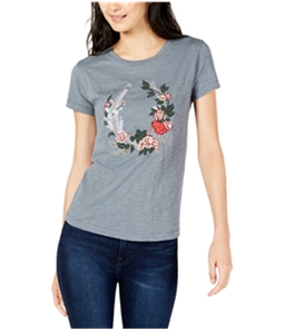 Lucky Brand Womens Floral Wreath Embellished T-Shirt