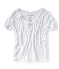 Aeropostale Womens Solid V-neck Graphic T-Shirt
