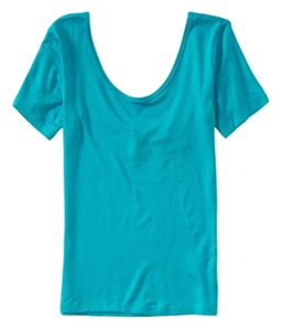Aeropostale Womens Solid Double Scoop Basic T-Shirt