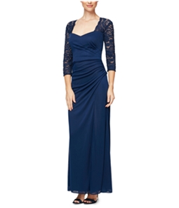 Alex Evenings Womens Ruched Gown Dress