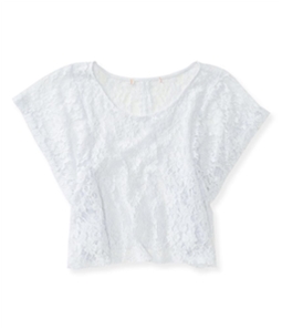 Aeropostale Womens Sheer Cropped Lace Basic T-Shirt