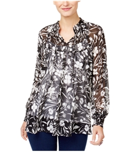 Style & Co. Womens Floral Knit Blouse