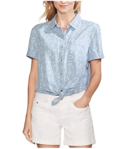 Vince Camuto Womens Tie-Front Button Down Blouse