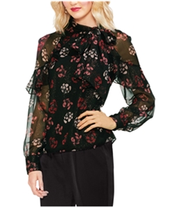 Vince Camuto Womens Floral Ruffled Pullover Blouse