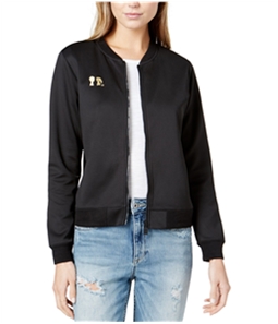 Boy Meets Girl Womens Embroidered-Logo Bomber Jacket