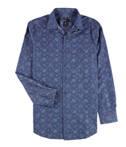 bar III Mens Denim Floral Button Up Dress Shirt
