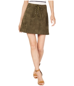 Sage The Label Womens Faux Suede Lace Up A-line Skirt