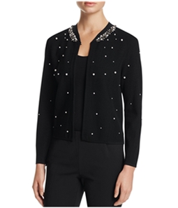 Finity Womens Solid Embellished Cardigan Sweater