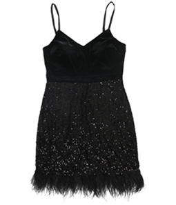 GUESS Womens Feather Trim Cocktail Dress