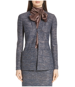 St. John Womens Sequin Tweed Knit One Button Blazer Jacket