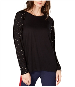 Michael Kors Womens Studded-Sleeve Embellished T-Shirt