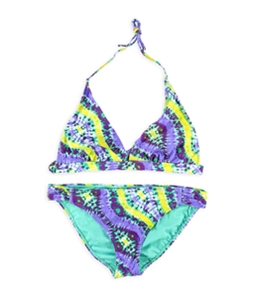 California Waves Womens Tie-Dye Side Tab 2 Piece Bikini