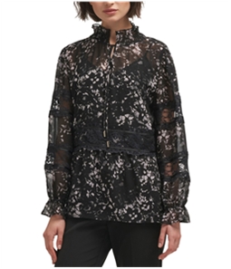 DKNY Womens Lace-Trim Pullover Blouse