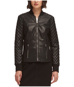 DKNY Womens Faux Leather Quilted Jacket