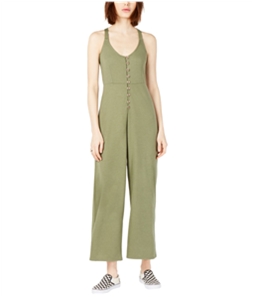 Project 28 Womens Solid Button-Up Jumpsuit