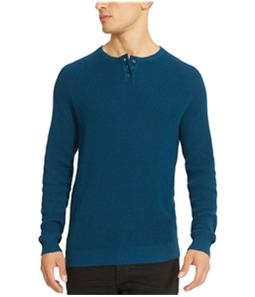 Kenneth Cole Mens Waffle Henley Sweater