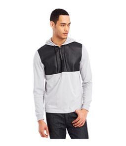 Kenneth Cole Mens Faux-Leather Hoodie Sweatshirt