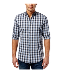 Kenneth Cole Mens Checked Super Slim Button Up Shirt