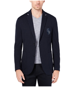 Ryan Seacrest Mens Crest Patch Two Button Blazer Jacket