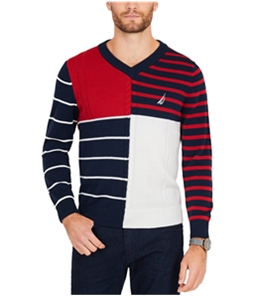 Nautica Mens Long Sleeve Patchwork Pullover Sweater