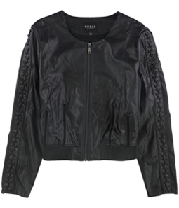 GUESS Womens Aiken Moto Faux-Leather Jacket