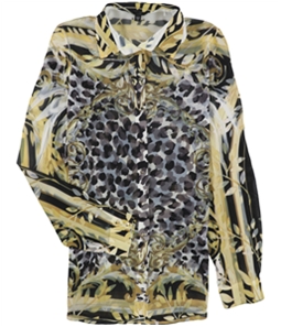 GUESS Womens Cheetah Print Button Up Shirt