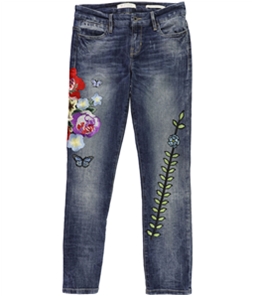 GUESS Womens Embroidered Skinny Fit Jeans