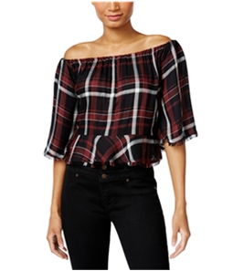 Buffalo David Bitton Womens Sealey Plaid Knit Blouse