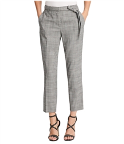 DKNY Womens Belted Essex Ankle Plaid Dress Pants