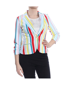 XOXO Womens Ruched Sleeve One Button Blazer Jacket