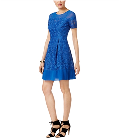 Anne Klein Womens Lace Fit & Flare Dress